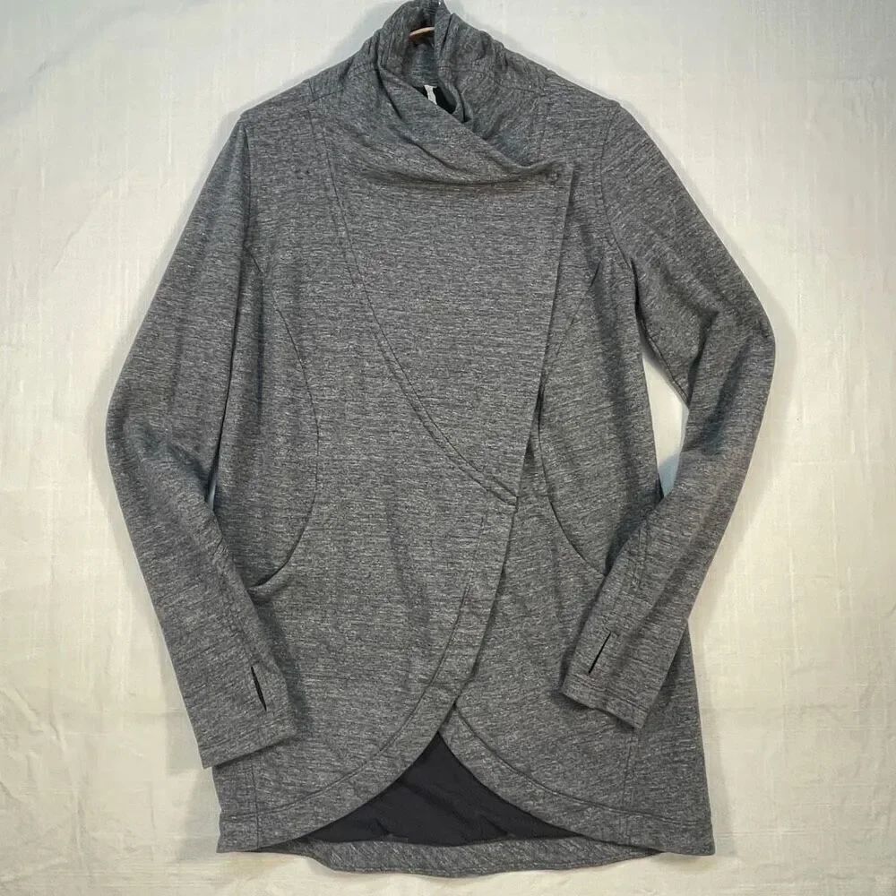 Lululemon Heathered Gray Long Sleeve Thats A Wrap Cardigan Sweater Jacket Size 6